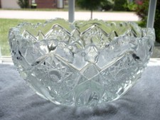 Pressed Glass Star and Fan Pattern Vase with Sawtooth Rim — listing 5
