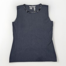Michelle Nicole Silver Metallic Lurex Mock Neck Sleeveless Knit Shell Top, Size XL — listing 4