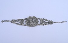Vintage VCLM Victorian Style Clear Rhinestone Statement Bracelet, Approximately 8 inches — listing 6
