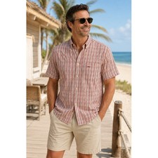 IZOD Men's Red Gingham Check Long-Sleeve Button-Down Shirt, Size L — listing 6