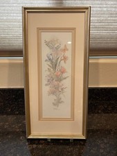 Original Watercolor Floral Still Life, Blue Poppies, Signed Bertrand — listing 5