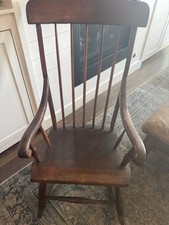 Pair of Windsor Comb-Back Arm Chairs with Crossed-Stick Splat, Dark Finish — listing 5