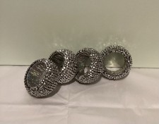 Vintage Ornate Silver-Tone Metal Napkin Rings Set of 12