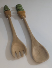 Handmade Wooden Salad Servers, Blue Dyed Swirl Grain, 9 inch Set of 2 — listing 3