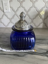 Vintage Cobalt Blue Ribbed Ceramic Teapot — listing 5