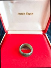 Vintage Nephrite Jade Cabochon Ring in Floral Silver-Tone Setting — listing 6