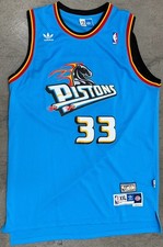Adidas Hardwood Classics Detroit Pistons #33 Grant Hill Teal Horse Throwback Swingman Jersey — listing 5