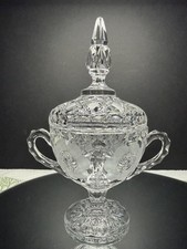 Cut Crystal Covered Candy Dish with Pinwheel Star Pattern and Pointed Steeple Finial — listing 5