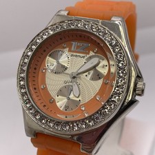 Avenue Women's Quartz Watch Yellow Snakeskin Band Rhinestone Numerals — listing 6
