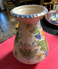 Hand-Painted Floral Footed Vase with Cream Ground and Green Rim — listing 2