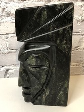 Vintage Aztec Crushed-Stone Resin Figural Bookend (Mayan/Aztec Deity) Matching pair — listing 5