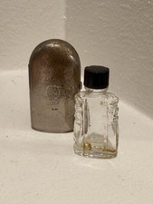 Vintage Faux Leather Travel Vanity/Perfume Bottle Case with 5 Glass Bottles — listing 5
