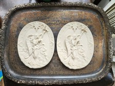 Oval 3D Relief Angel with Dove Decorative Wall Plaque