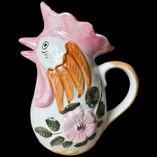 Hand-Painted Figural Rooster Creamer / Small Pitcher with Floral Motif — listing 5