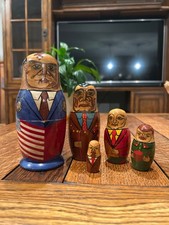 Russian Political Leaders Hand-Painted Matryoshka Nesting Doll Set (5-Piece)