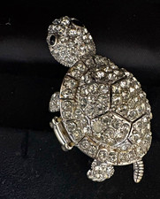 Rhinestone Studded Turtle Brooch/Pendant with Pave Crystal Shell — listing 6