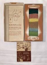 Vintage Hi-Jacs Terry Cloth Coasters, Complete Boxed Set with Original Lid