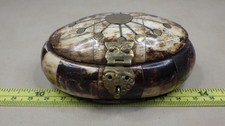 Handcrafted Bone and Brass Domed Trinket Box with Owl Latch — listing 3