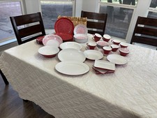 Vintage 1950s-1960s Melamine Dinnerware Lot - Avocado Green, Brown, and Floral Pattern Mixed Set (30+ Pieces) — listing 6