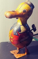 Vintage Folk Art Tin Duck Figurine with Top Hat, Monocle & Bow Tie — listing 5