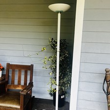Vintage Torchiere Floor Lamp with Molded Glass Shade and Cast Metal Base — listing 4