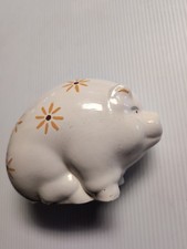 Vintage Redware/Stoneware Piggy Bank, Brown Glaze with Tan Spots, 6 inch — listing 3