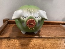 Vintage 1957 Hull Pottery Corky Pig Bank with Gold Trim — listing 5