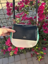 Kate Spade New York Colorblock Pebbled Leather Triple Compartment Satchel with Crossbody Strap, White/Beige/Black — listing 5