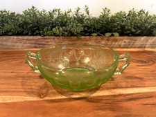 Vintage Depression Glass 9-Inch Green Uranium Glass Dinner Plate, Cameo 'Ballerina' Pattern — listing 3