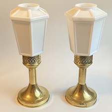 Mason Candlelight Co. Red Amberina Glass Lantern Shade Candle Lamp with Black Metal Chamberstick Base, 12" Tall — listing 2