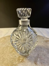 Antique Cut Glass Perfume Bottle with Faceted Stopper 4in — listing 4