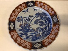 Antique Japanese Imari Porcelain Charger with Floral Panel Design, Hand-Painted
