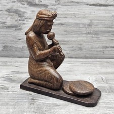 Vintage Hand-Carved & Painted Wooden Snake Charmer Figurine with Cobra and Pungi Flute — listing 6
