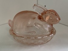 Yellow Glass Bunny on Nest Covered Candy Dish, 4.5 inch — listing 6