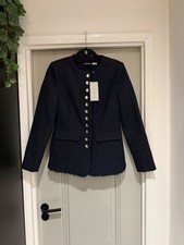 Multicolor Tweed Bouclé Jacket with Velvet Trim and Ruched Buttons, listing 3
