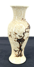 Pair of Chinese Crackle-Glaze Porcelain Floral Vases with Famille Rose Decoration