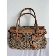 Coach Hamptons Leather Satchel Handbag in British Tan — listing 2