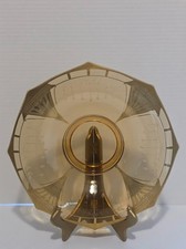 Vintage Amber Pressed Glass Oval Console Bowl with Embossed Leaf and Fruit Pattern — listing 2