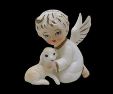 Resin Angel with Kneeling Lamb Figurine / Music Box — listing 2