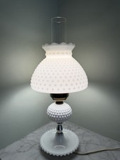 Vintage Milk Glass Hurricane Table Lamp with Hand-Painted Floral Decoration — listing 6