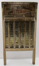 Antique National Washboard Co. No. 801 Brass Ribbed Washboard
