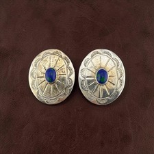 Sterling Silver Concho Domed Post Earrings with Twisted Rope & Stamped Border, Taxco Mexico — listing 5