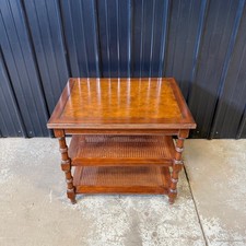 Antique Faux Bamboo Turned Wood Side Chair with Caned Seat