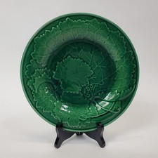 Antique Majolica Grape Leaf Plate with Strawberries, Grapes & Blossoms on Turquoise Ground — listing 6