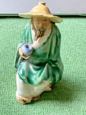 Chinese Mudman Figurine - Seated Fisherman/Farmer with Hat and Tool — listing 5