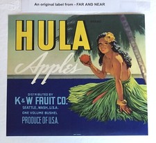 Vintage 'Hula' Brand Apple Crate Label, Universal Fruit & Produce Co., Seattle - Framed — listing 4