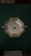 Pair of Antique Hand-Painted Porcelain Footed Salt Cellars/Nut Dishes with Roses and Gold Moriage — listing 2