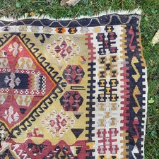 Vintage Turkish Kilim Flat-Weave Wool Area Rug, 71 x 101 inches, Geometric Anatolian Design — listing 4