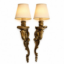 Vintage French Louis XV Rococo Style Cast Brass 3-Arm Electric Wall Sconce — listing 3