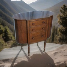 Antique Sheraton-Style Mahogany Martha Washington Sewing Cabinet Stand with Inlaid Banding — listing 6